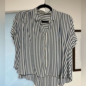 Madewell button up blue and white striped shirt